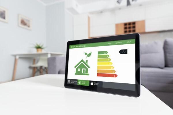 Energy efficiency mobile app on screen